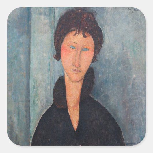 Amedeo Modigliani – 青い目をした女性 スクエアシール (正面)