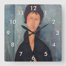 Amedeo Modigliani – 青い目をした女性 スクエア壁時計