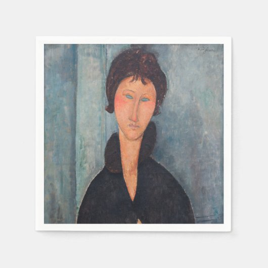Amedeo Modigliani – 青い目をした女性 スタンダードカクテルナプキン (正面)