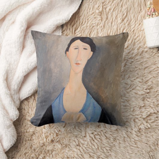 Amedeo Modigliani – 青の若い女性 クッション (ブランケット)