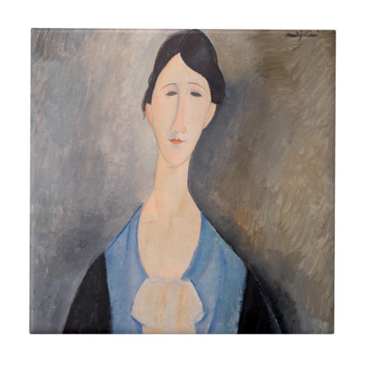 Amedeo Modigliani – 青の若い女性 タイル (正面)