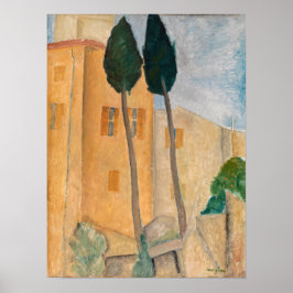 Amedeo Modigliani - Cypresses and Houses at Cagnes ポスター