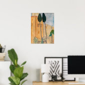 Amedeo Modigliani - Cypresses and Houses at Cagnes ポスター (ホームオフィス)