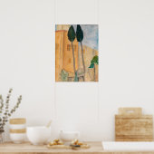 Amedeo Modigliani - Cypresses and Houses at Cagnes ポスター (キッチン)