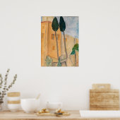 Amedeo Modigliani - Cypresses and Houses at Cagnes ポスター (キッチン)