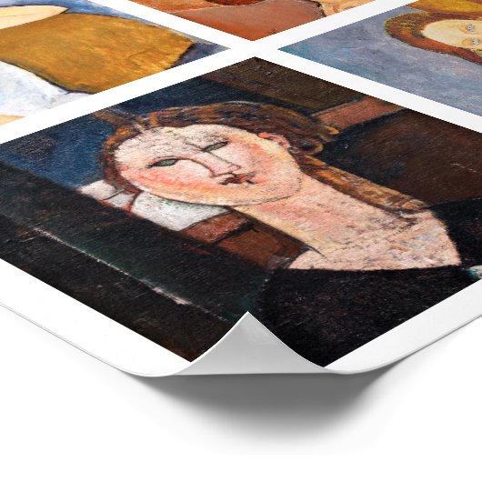 Amedeo Modigliani - Masterpieces Collage ポスター (角)