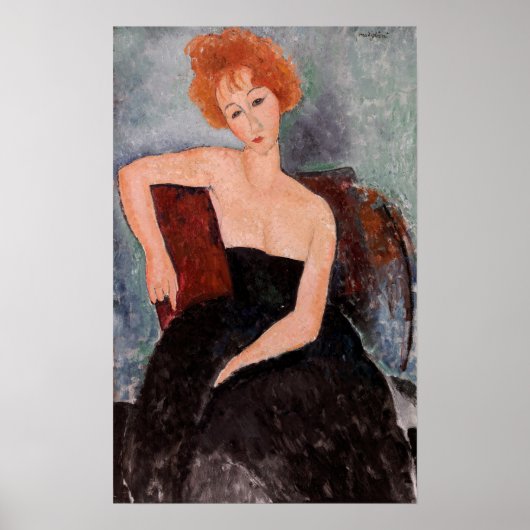 Amedeo Modigliani - Redheaded Girl Evening Dress ポスター (正面)