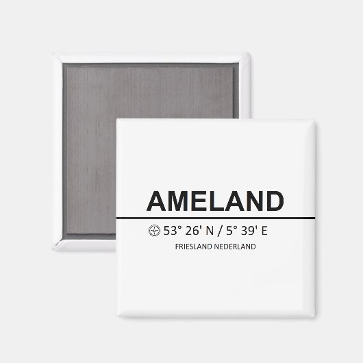 Ameland Coordinates - Ameland Coordinaten マグネット (正面/裏面)