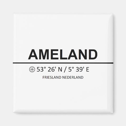Ameland Coordinates - Ameland Coordinaten マグネット (正面)