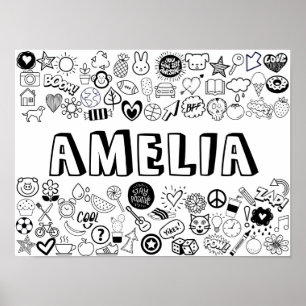 'AMELIA'カラーIT-YOURSELFアウトラインデザイン ポスター