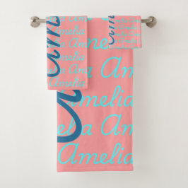 Amelia署名名パターンデザイン バスタオルセット