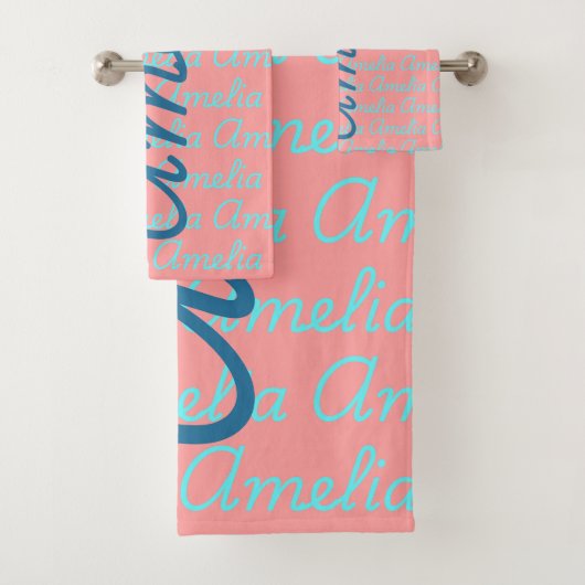 Amelia署名名パターンデザイン バスタオルセット (インサイチュ)