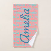 Amelia署名名パターンデザイン バスタオルセット (ハンドタオル)