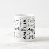 Amelia オリジナル 名前 ブラック ホワイト マグカップ (中央)