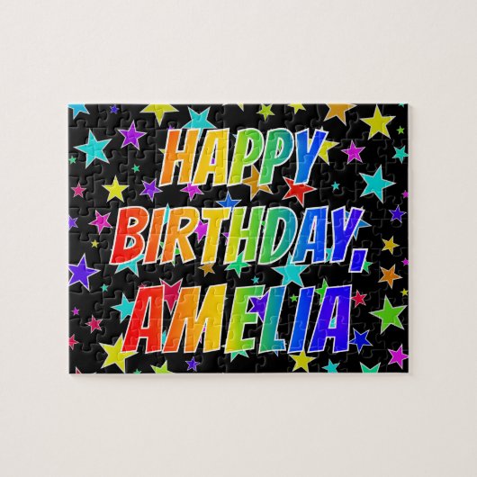 「AMELIA」名、おもしろい「ハッピーバースデー」 ジグソーパズル (横)