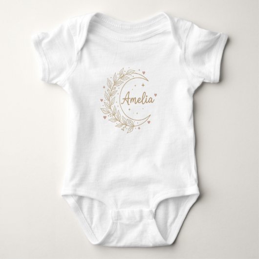Amelia Custom Name Baby Bodysuit - Elegant Celesti ベビーボディスーツ (正面)