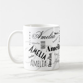 Amelia Custom Name  Black White Coffee Mug コーヒーマグカップ