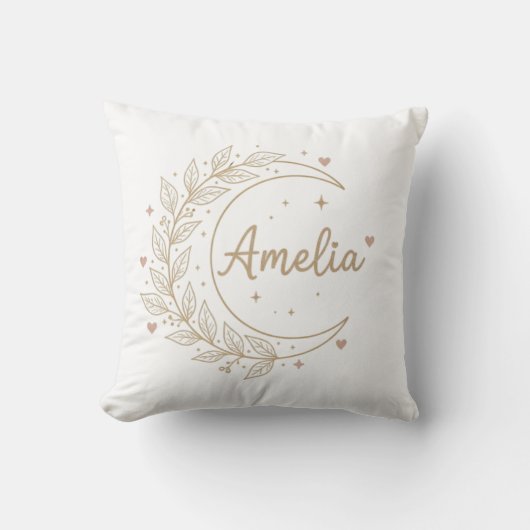 Amelia Decorative Pillow - Elegant Celestial Moon  クッション (正面)