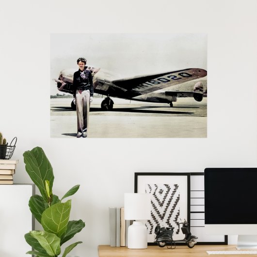Amelia Earhart Lockheed Electra C 1937着色版P ポスター (ホームオフィス)