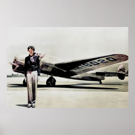 Amelia Earhart Lockheed Electra C 1937着色版P ポスター (正面)