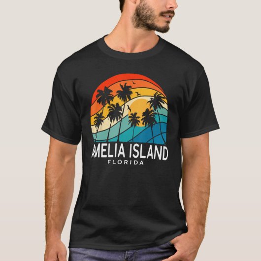 Amelia Island Florida Palm Tree Tropical Beach Sou Tシャツ (正面)