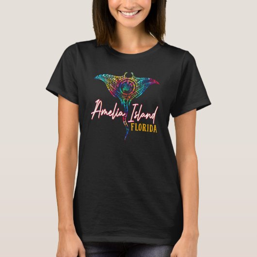Amelia Island Florida Tie Dye Stingray Theme Famil Tシャツ (正面)
