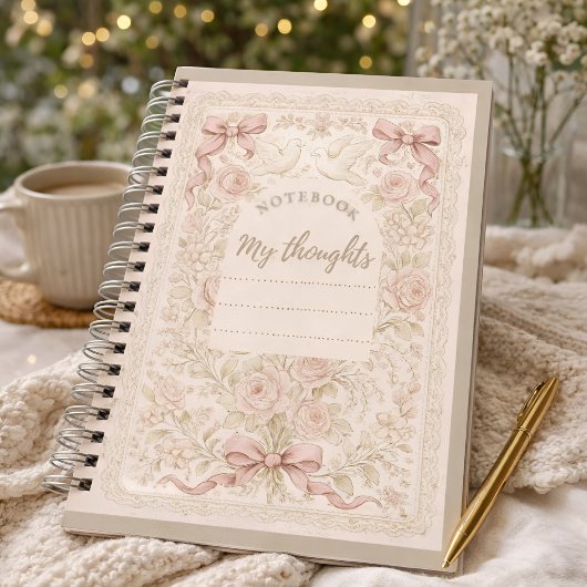 Amelia Notebook - Floral spiral notebook ノートブック