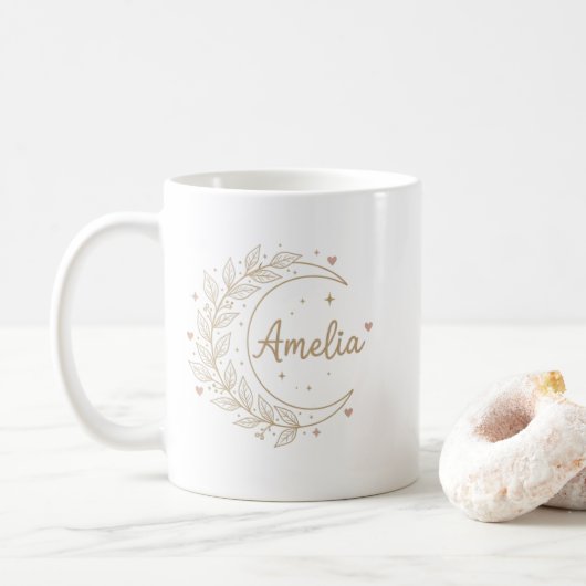 Amelia Personalised Name Mug - Elegant Celestial  コーヒーマグカップ (ドーナツ)
