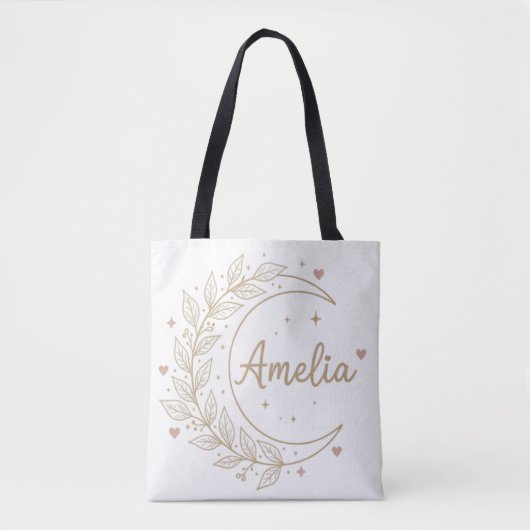 Amelia Personalized Tote Bag - Elegant Celestial  トートバッグ (正面)
