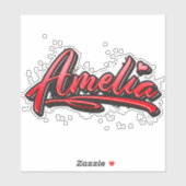 Amelia red Heart Graffiti Aufkleber Sticker シール (シート)