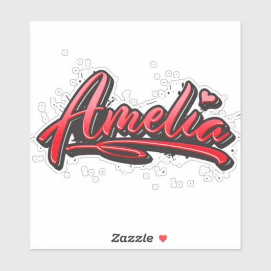 Amelia red Heart Graffiti Aufkleber Sticker シール (シート)