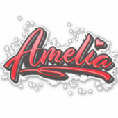 Amelia red Heart Graffiti Aufkleber Sticker シール (正面)