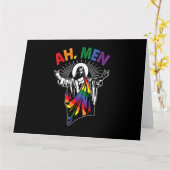 Amen 面白い LGBT ゲイ プライド ジーザス レインボーフラグ キリスト カード (黄色い花)