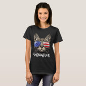 Ameowica Cat American Flag USA 4th of July Men Wom Tシャツ (正面フル)