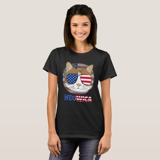 Ameowica  Cat American Meow Kitty Cute Kitten Tシャツ (正面フル)