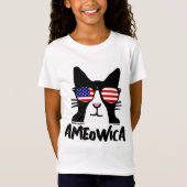 AMEOWICA tuxedo Cat Tシャツ、女子レディース Tシャツ (正面)