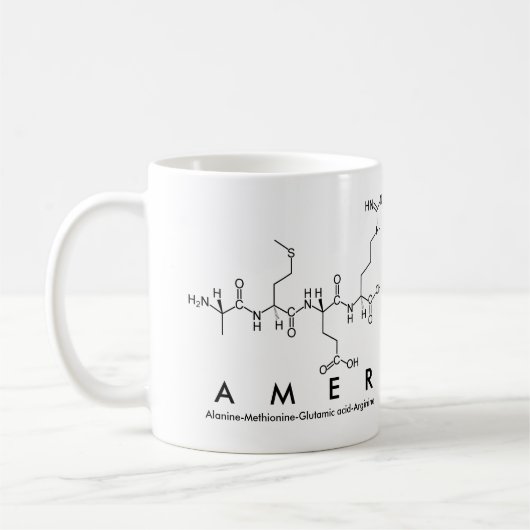 Amerペプチド名mug コーヒーマグカップ (左)