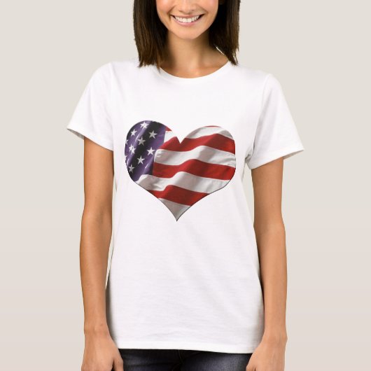 Amercanのハートの旗愛米国 Tシャツ (正面)