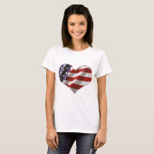 Amercanのハートの旗愛米国 Tシャツ (正面フル)