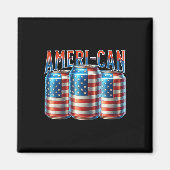 Ameri-can Funny Beer Can Flag Patriotic 4th Of Jul マグネット (正面)