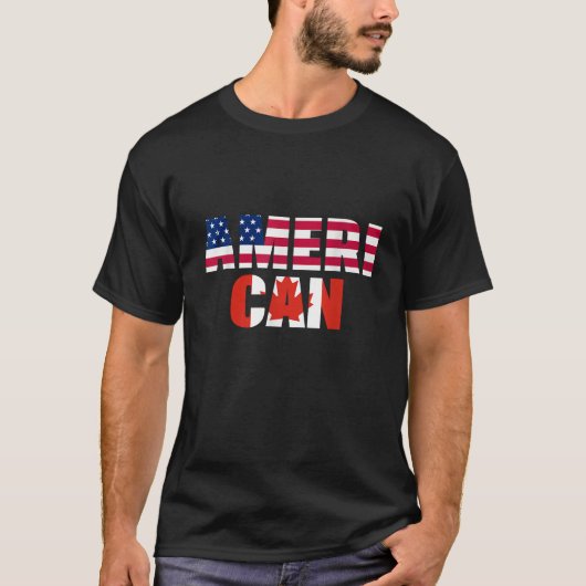 Ameri can USAカナダ国旗Canadian American 4th of Tシャツ (正面)