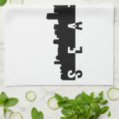 americシアトル都市スカイラインのシルエットの黒の形 キッチンタオル (折り畳み)