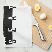 americシアトル都市スカイラインのシルエットの黒の形 キッチンタオル (四つ折り)