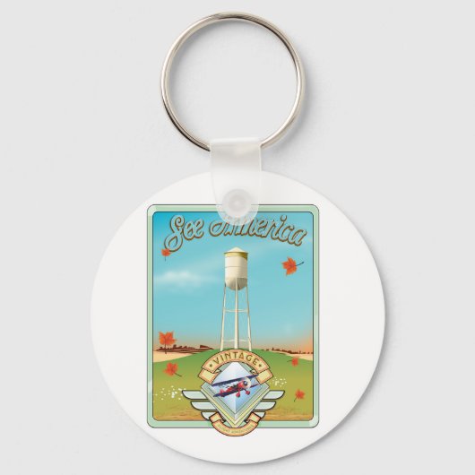 Americaヴィンテージ50のスタイルフライトポスターを参照 キーホルダー (正面)