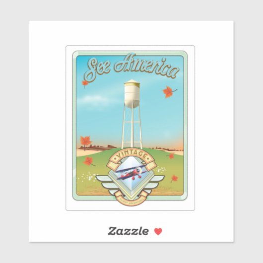 Americaヴィンテージ50のスタイルフライトポスターを参照 シール (シート)