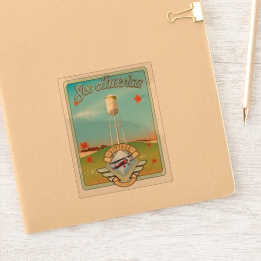 Americaヴィンテージ50のスタイルフライトポスターを参照 シール (ノートブック)