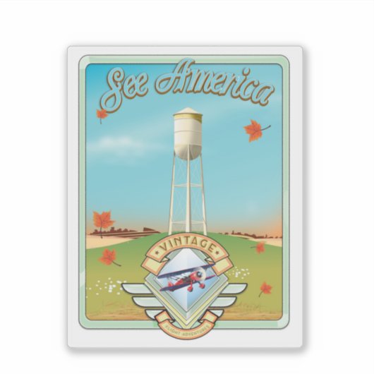 Americaヴィンテージ50のスタイルフライトポスターを参照 シール (正面)