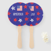 AMERICA紅白と青の星と国旗 ハンドファン (正面&裏面)