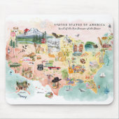 America | 水彩画風アメリカ地図 マウスパッド (正面)