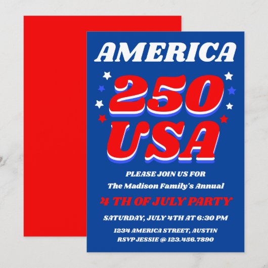 America 250 | 愛国パーティー招待状 招待状 (正面/裏面)